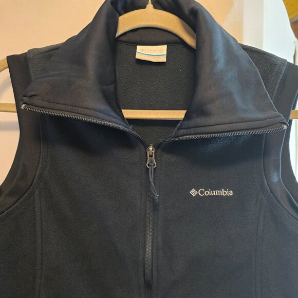 COLUMBIA SPORTSWEAR CO FULL ZIP VEST BLUE FLEECE KNIT ARMHOLE TRIM SIZE LARGE - Picture 3 of 9